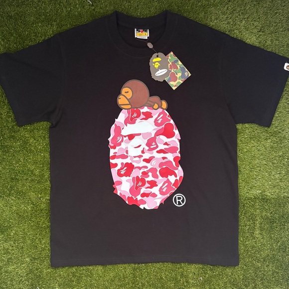 Bape Black Tee with Red and Pink Graphic - Picture 1 of 3